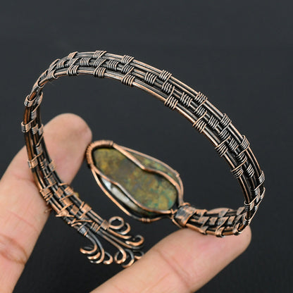 Blue Azurite Gemstone Cuff Bracelet