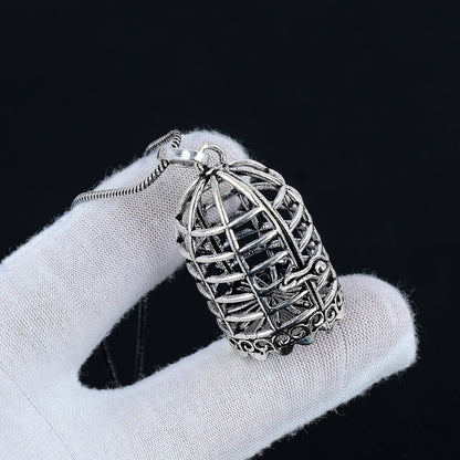 Silver Gemstone Cage Pendant