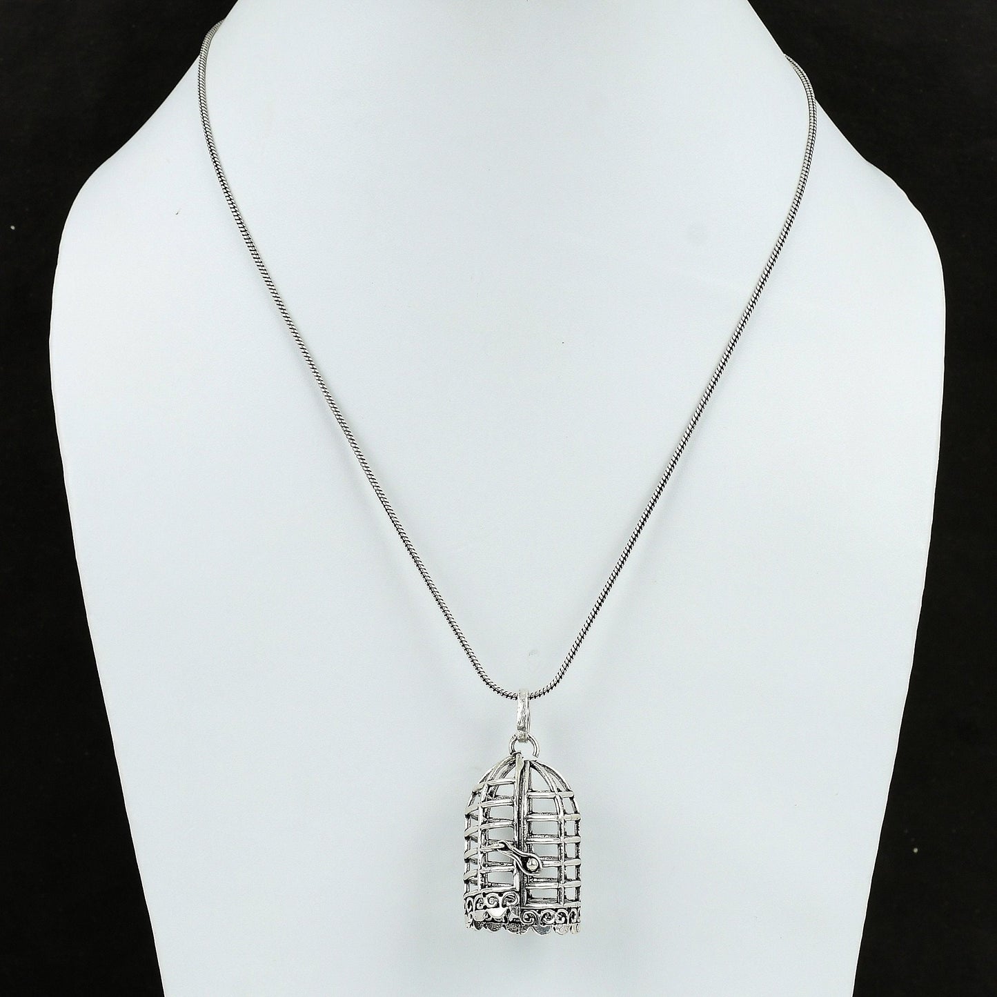 Silver Gemstone Cage Pendant