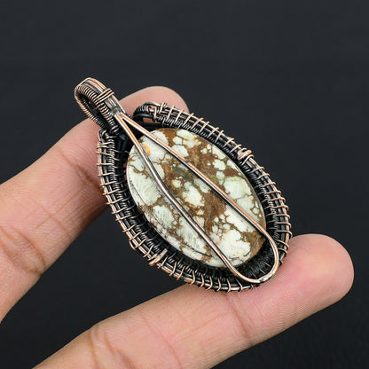 Brown & White Wild Horse Turquoise Gemstone Pendant