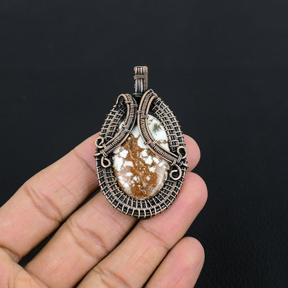 Brown & White Wild Horse Turquoise Gemstone Pendant