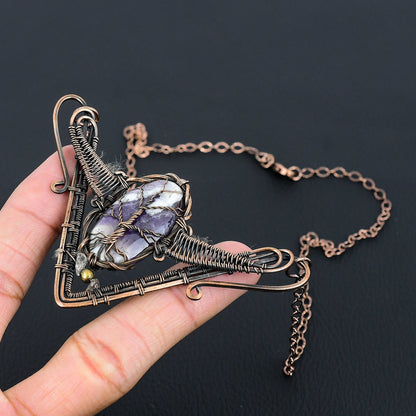 Purple Amethyst Gemstone Tree of Life Pendant