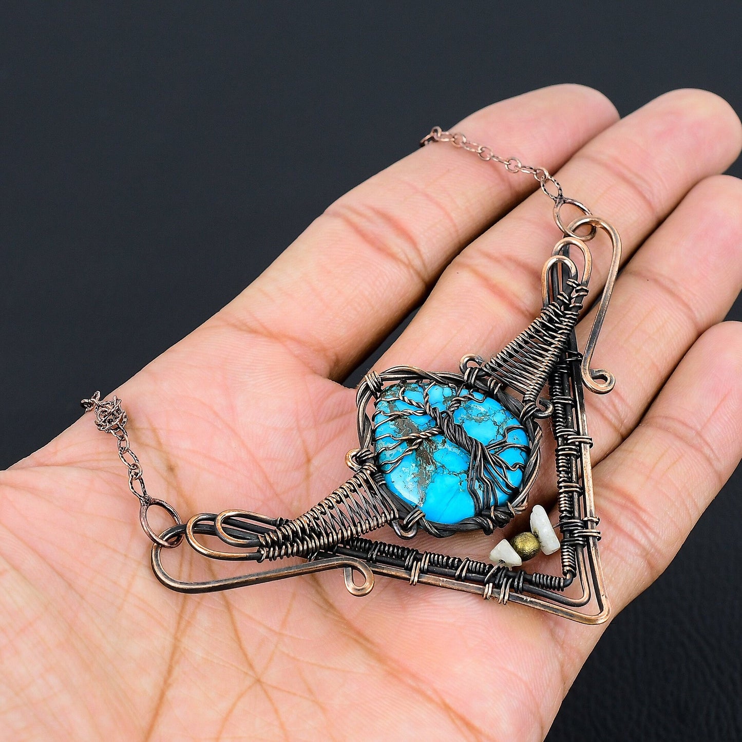 Turquoise Gemstone Tree of Life Pendant