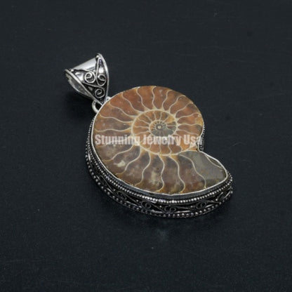 Iridescent Ammonite Gemstone Pendant