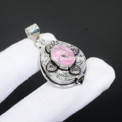 Silver Gemstone Poison Box Pendant