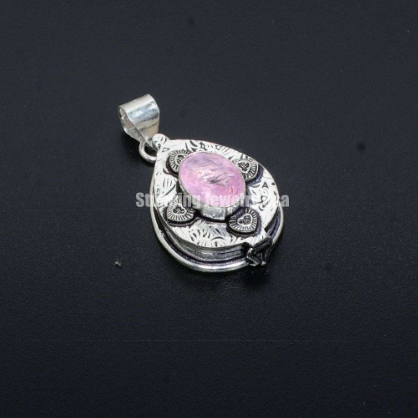 Silver Gemstone Poison Box Pendant