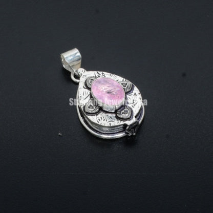 Silver Gemstone Poison Box Pendant