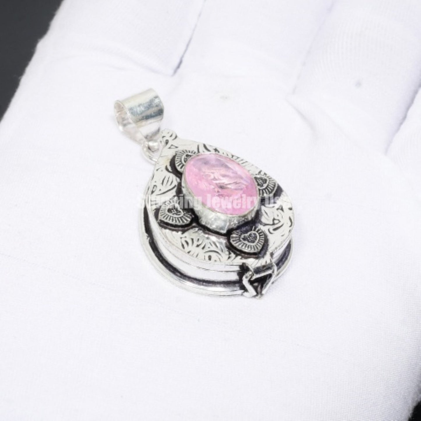 Silver Gemstone Poison Box Pendant