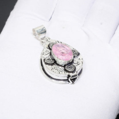Silver Gemstone Poison Box Pendant