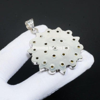 Yellow Citrine Flower Pendant