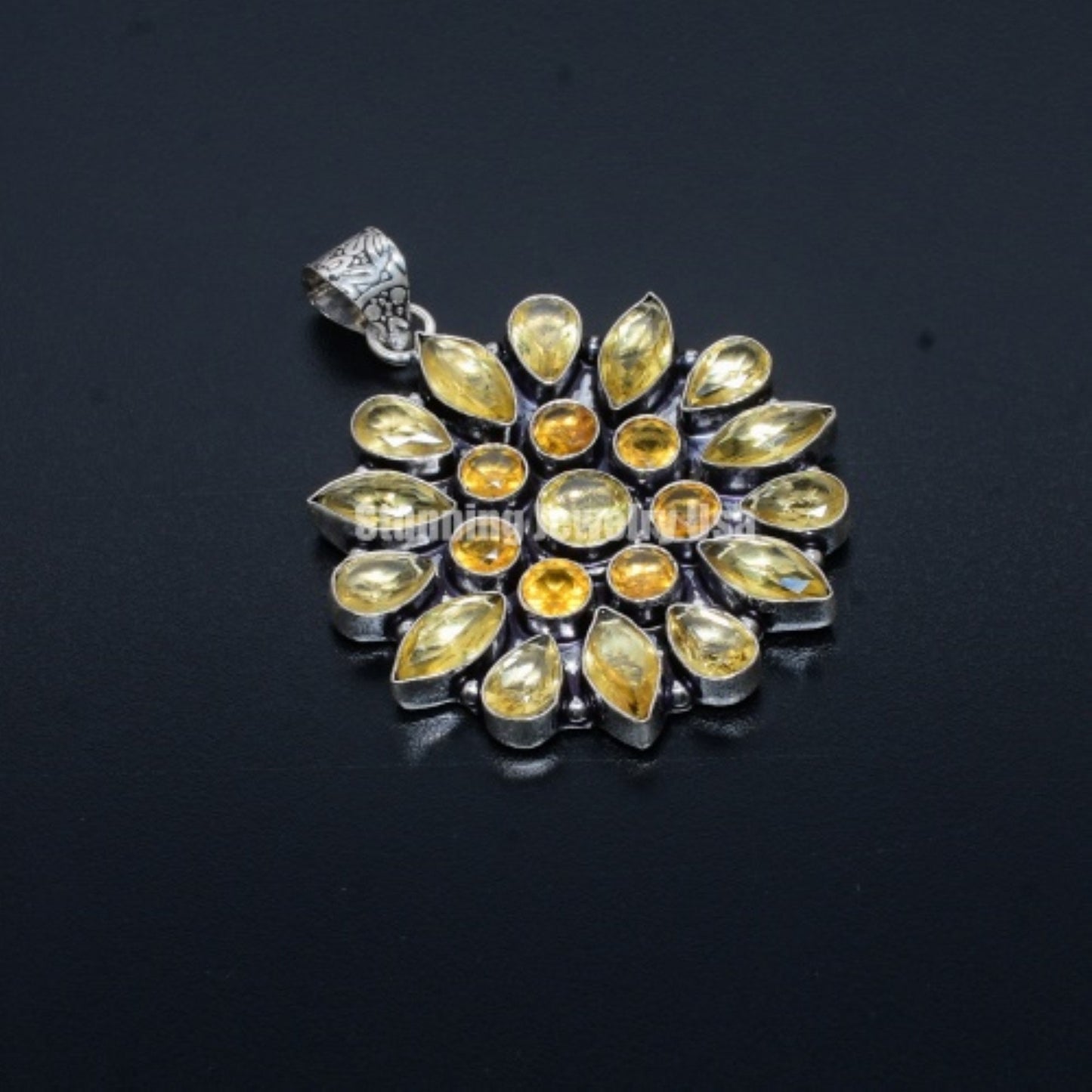 Yellow Citrine Flower Pendant