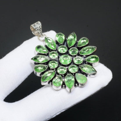 Green Peridot Flower Pendant