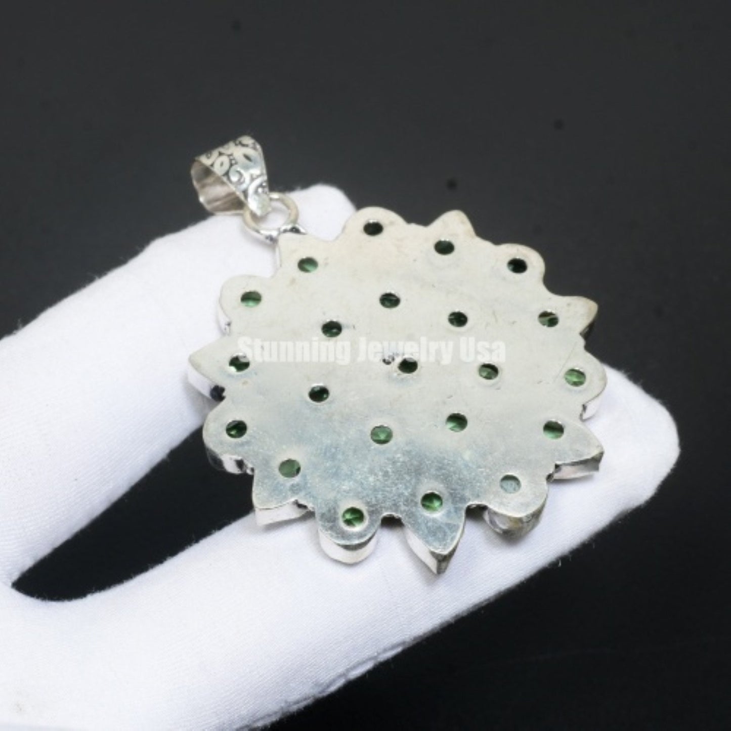 Green Peridot Flower Pendant