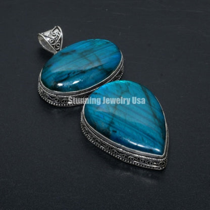Blue Flash Labradorite Gemstone Pendant