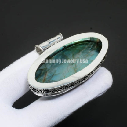 Blue Flash Labradorite Gemstone Pendant