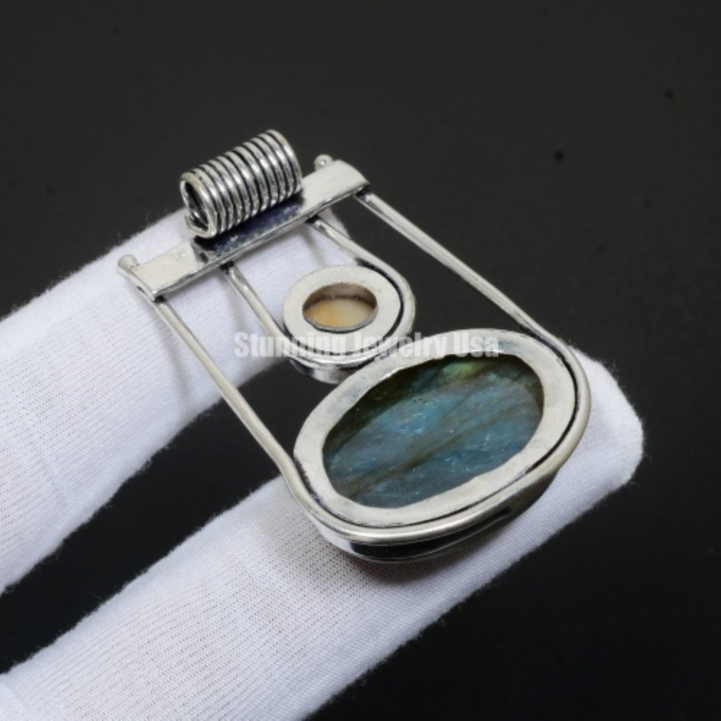 Blue Flash Labradorite Sterling Silver Pendant