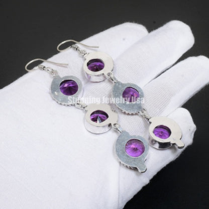 Purple Amethyst Sterling Silver Earrings