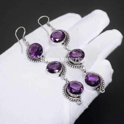 Purple Amethyst Sterling Silver Earrings