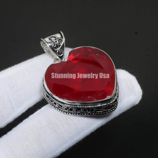 Red Heart Garnet Pendant