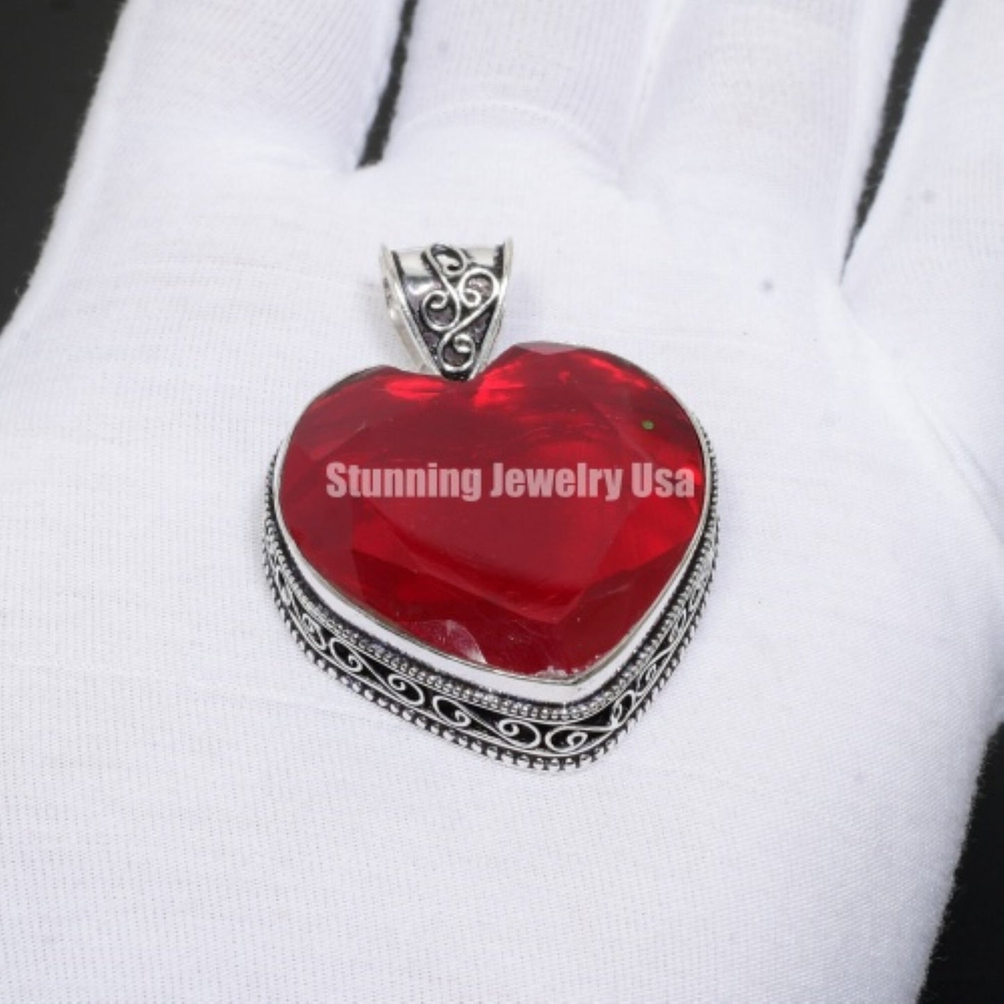 Red Heart Garnet Pendant