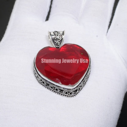Red Heart Garnet Pendant