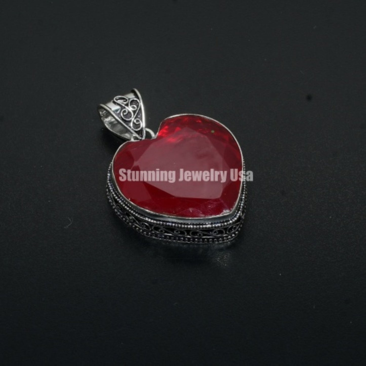 Red Heart Garnet Pendant