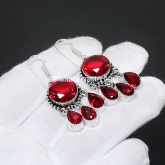 Red Garnet Gemstone Earrings