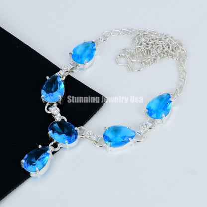 Blue Topaz Gemstone Necklace
