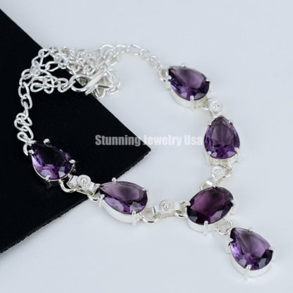 Purple Amethyst Sterling Silver Necklace
