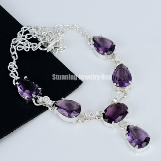 Purple Amethyst Sterling Silver Necklace