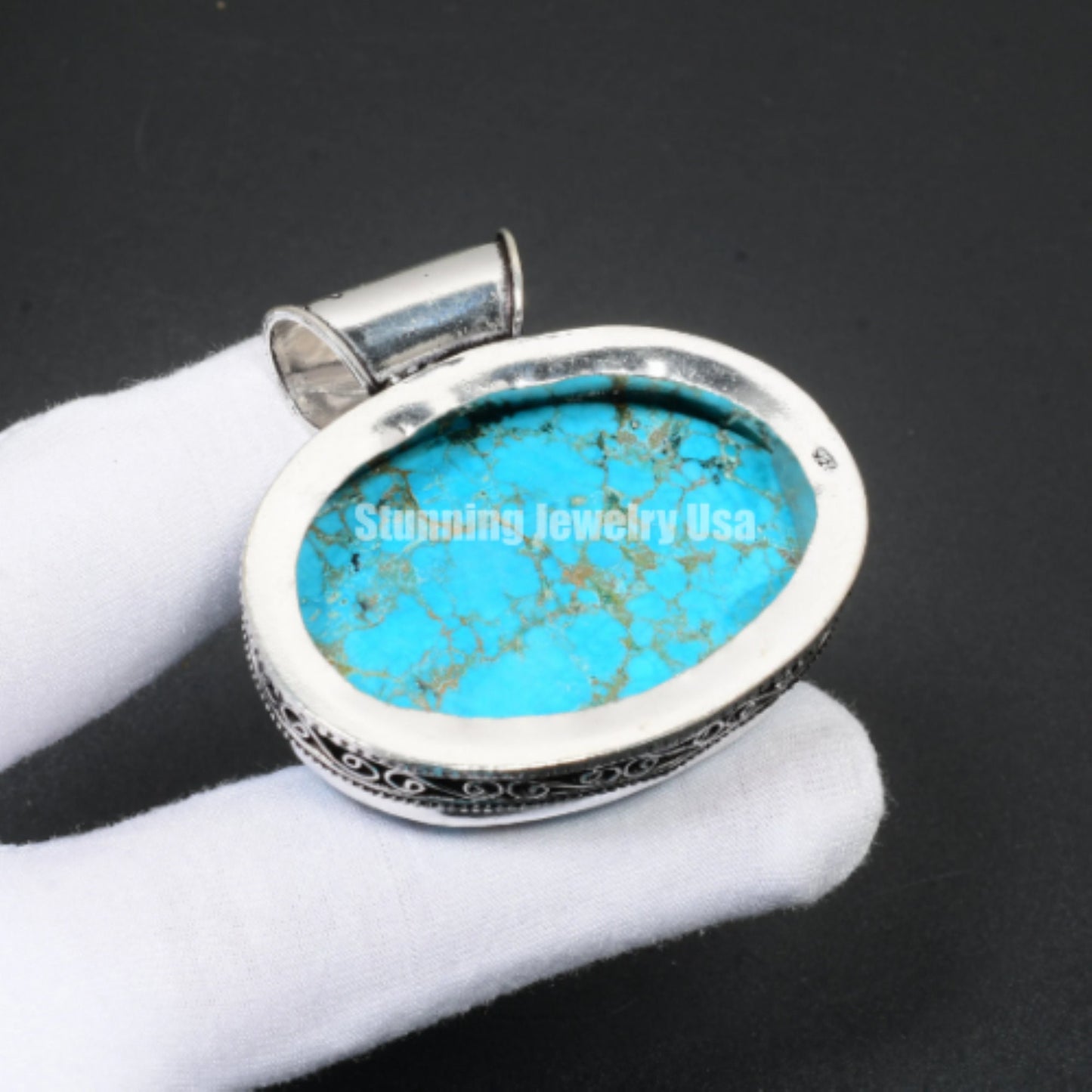 Turquoise Gemstone Sterling Silver Pendant