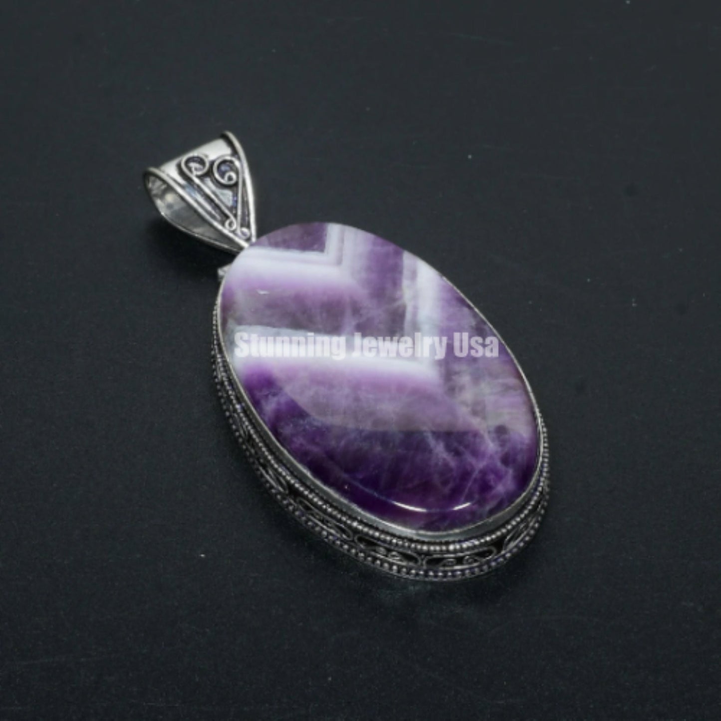 Purple Chevron Amethyst Pendant