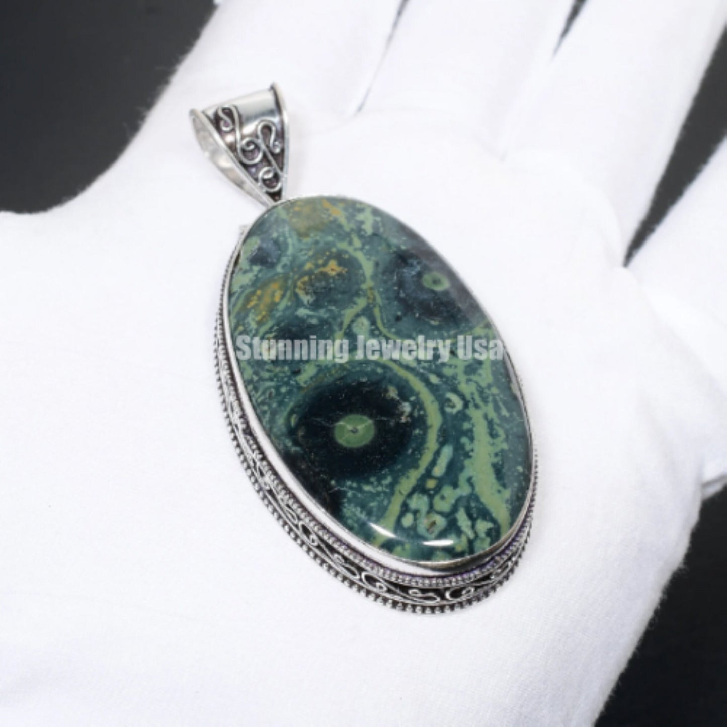 Green Kambaba Jasper Gemstone Pendant