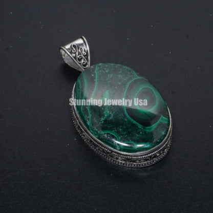 Green Malachite Gemstone Pendant