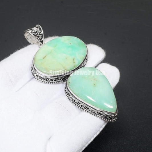 Green Chrysoprase Gemstone Pendant