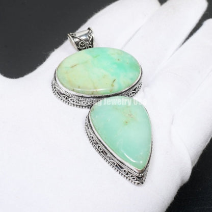 Green Chrysoprase Gemstone Pendant