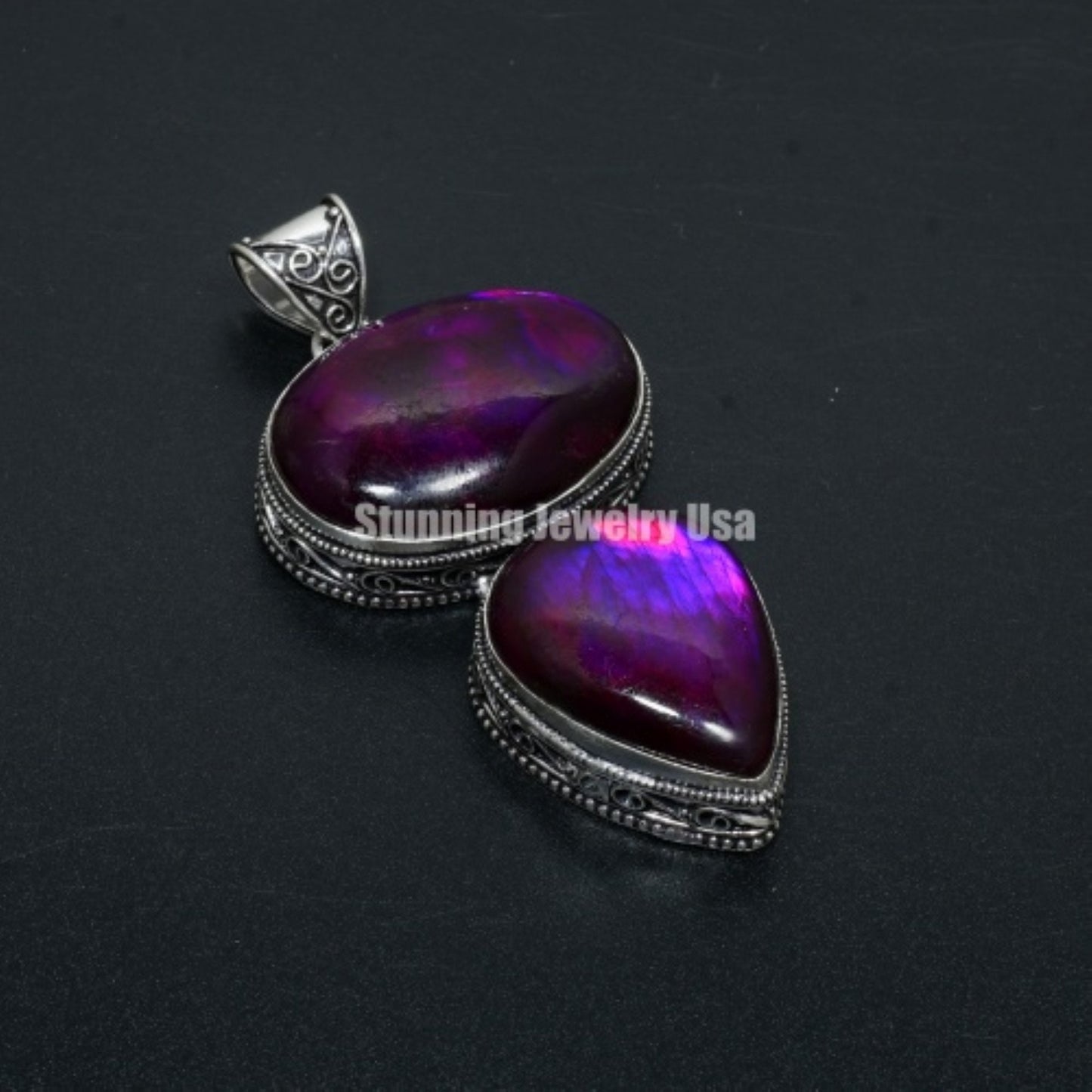 Pink Flash Labradorite Gemstone Pendant