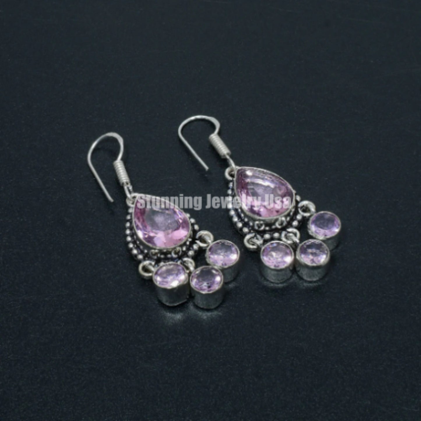 Pink Kunzite Sterling Silver Earrings
