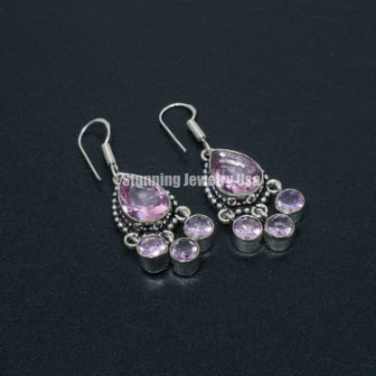 Pink Kunzite Sterling Silver Earrings