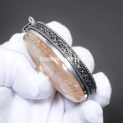 Orange Ethiopian Fire Opal Gemstone Pendant