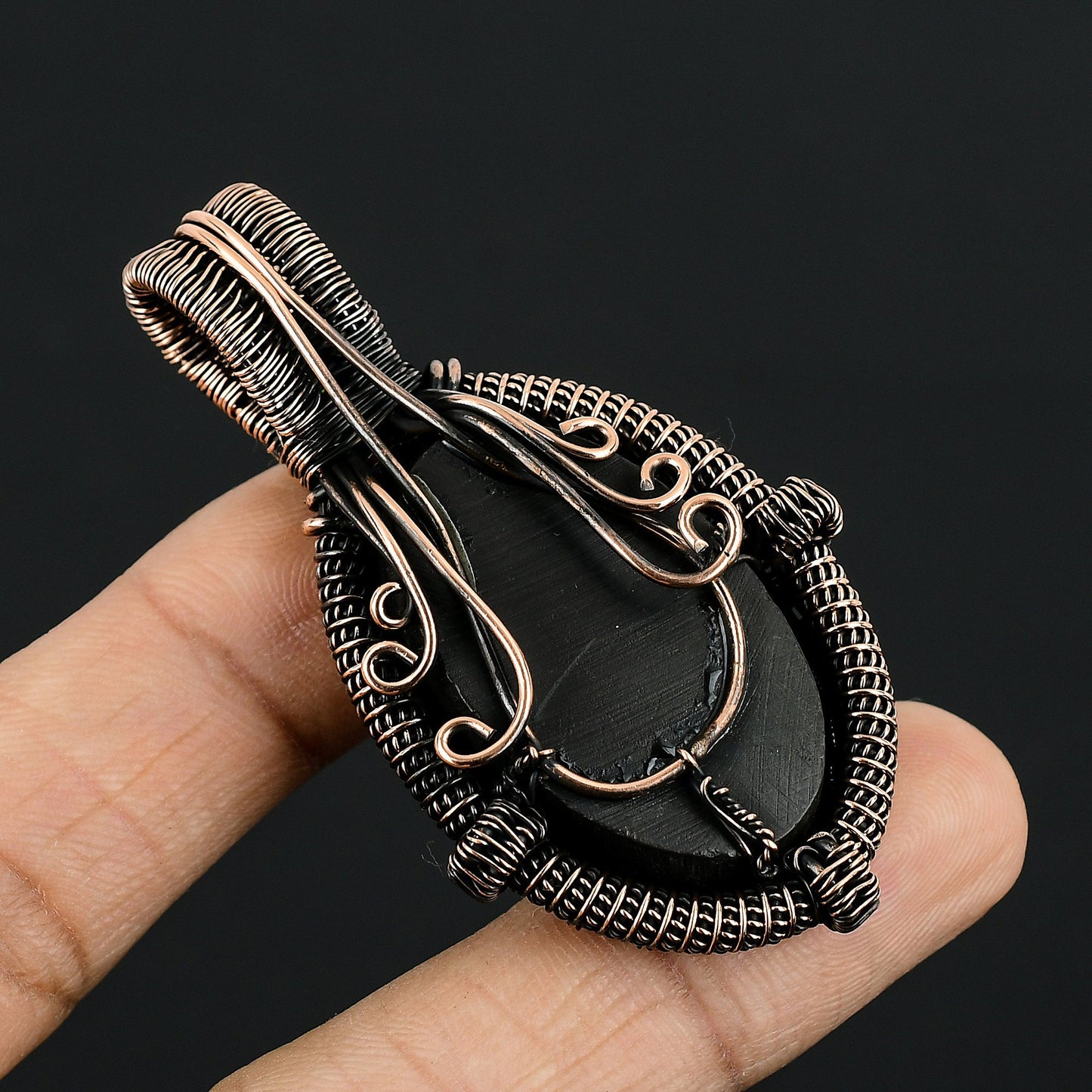 Rainbow Abalone Gemstone Copper Pendant
