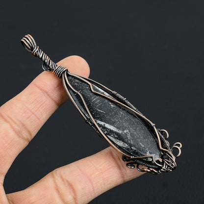 Black Orthoceras Gemstone Pendant