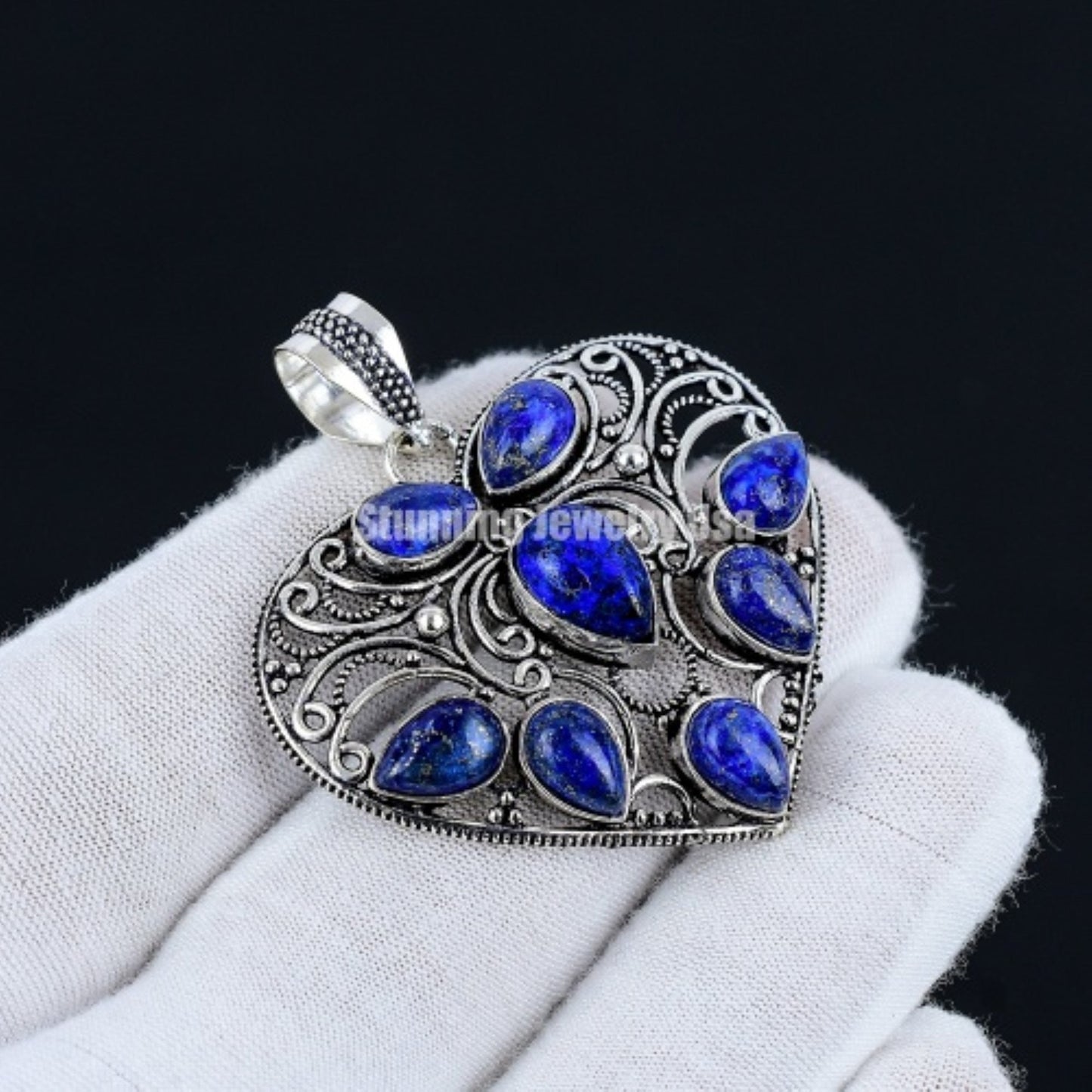 Blue Lapis Lazuli Gemstone Heart Pendant