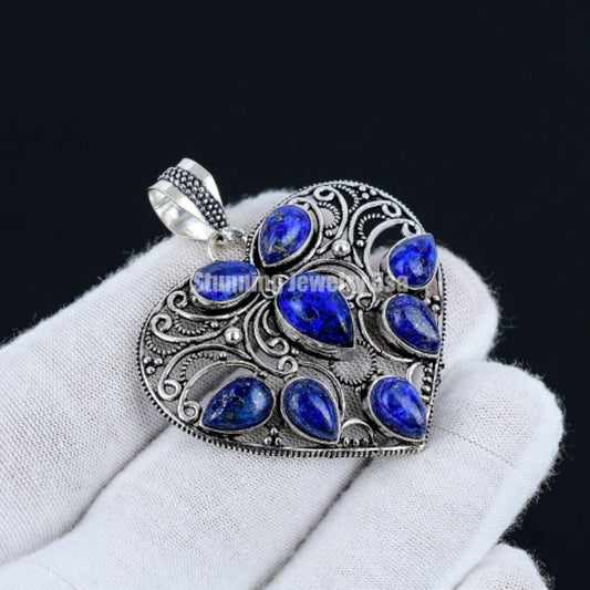 Blue Lapis Lazuli Gemstone Heart Pendant