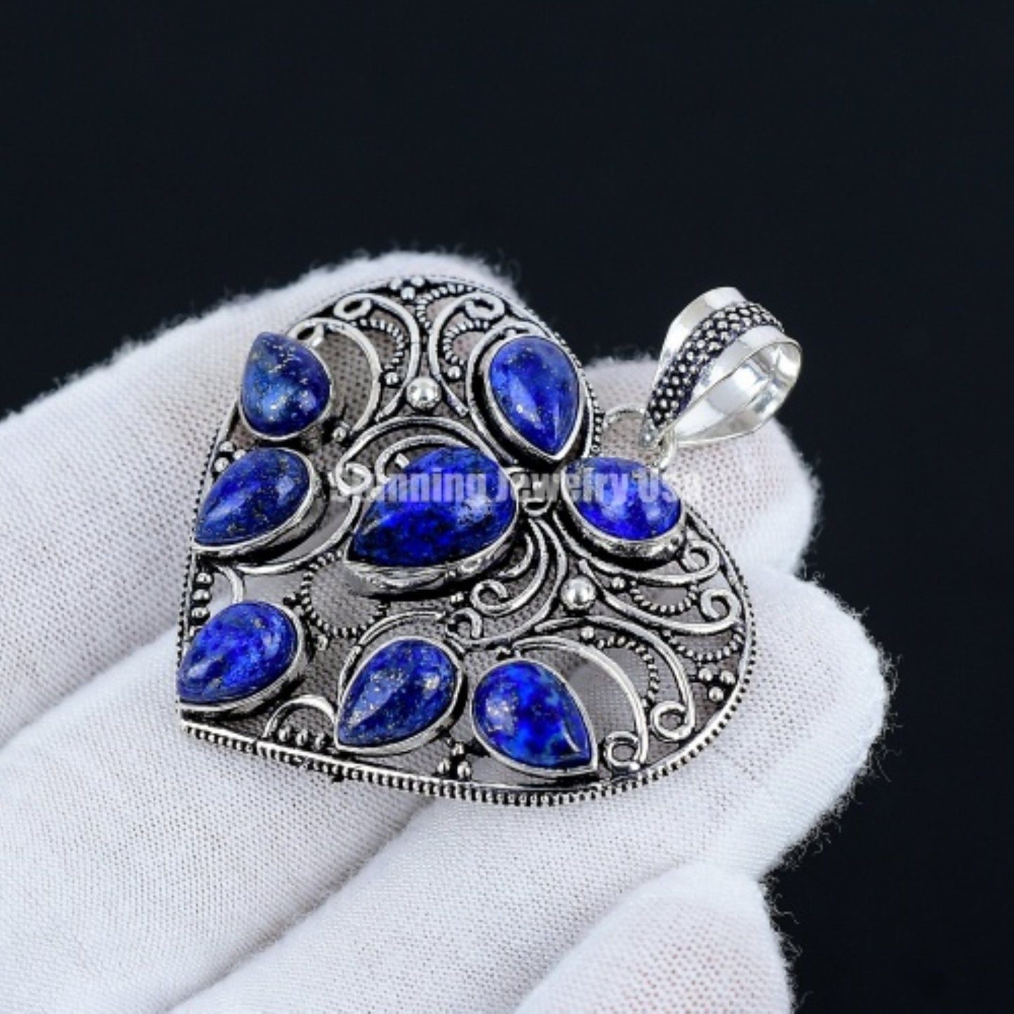 Blue Lapis Lazuli Gemstone Heart Pendant