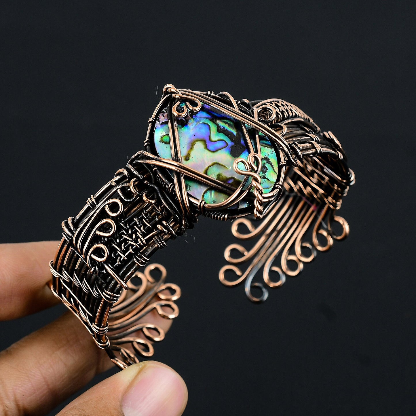 Rainbow Abalone Gemstone Cuff Bracelet