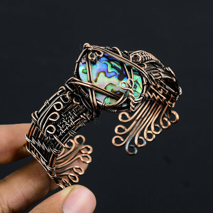 Rainbow Abalone Gemstone Cuff Bracelet