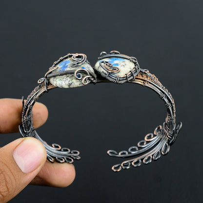 Blue Azurite Gemstone Cuff Bracelet