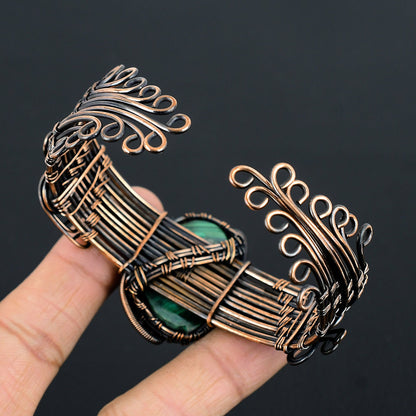 Green Malachite Gemstone Cuff Bracelet