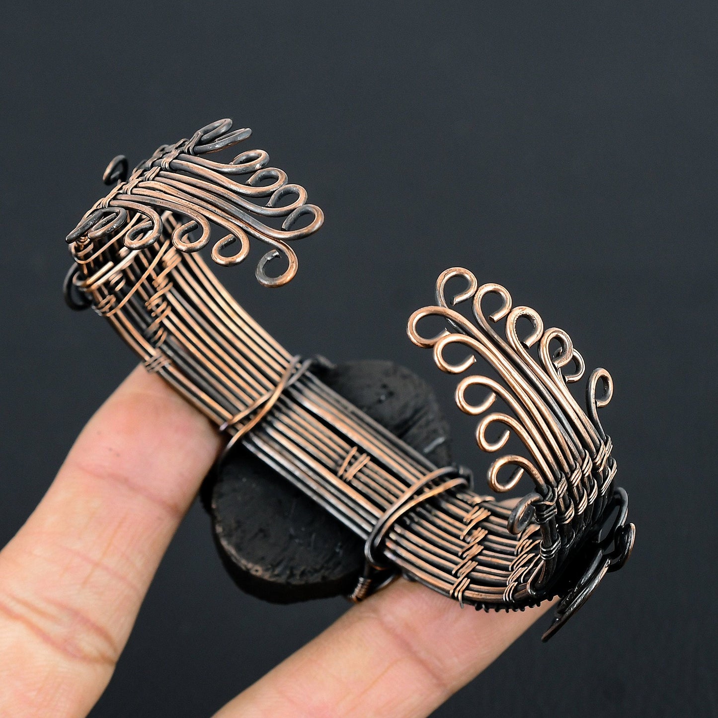 Black Tourmaline Gemstone Cuff Bracelet